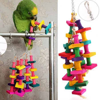 Kramtomoji Bite Kabo Paukštis Papūga Žaislas Bell Sūpynės Lipti Kramtyti Žaislus Kalcio Molinis Įrankis, Daugelis Stilių, Natūralios Medinės #15