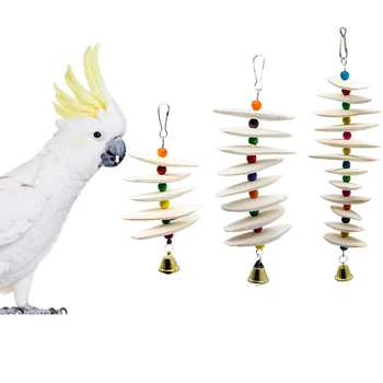 Kramtomoji Bite Kabo Paukštis Papūga Žaislas Bell Sūpynės Lipti Kramtyti Žaislus Kalcio Molinis Įrankis, Daugelis Stilių, Natūralios Medinės #15