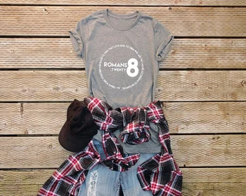 Krikščionių T Shirts Jaunimo Įrengtas Krikščionių Marškinėliai Biblijos Stichijos Tikėjimo Marškinėliai Moterims Romiečiams 8, 28 tees Moterų Mielas grunge Marškinėliai