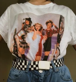 Kuakuayu HJN 90-ųjų Vintage Mados Clueless T-Shirt Moterų Tumblr Mados Mielas Estetinės Grunge Tee Clueless Vyrų Grafinis Tee