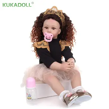 KUKADOLL 60CM Reborn Baby Doll, Minkštos Kūdikio, Vaikiška l Audiniu Kūno Atgimsta Naujagimių Lėlė Baby Bamblys 2020 Gimtadienio Dovana