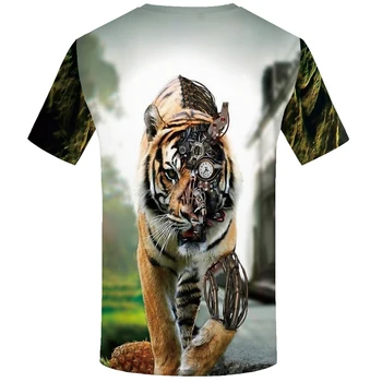 KYKU Tigras marškinėliai Gyvūnų 3d T-shirt Punk Spausdinti Marškinėliai Gotikos Plius Dydis Mens Drabužių Juokinga Marškinėlius Vyrams trumpomis Rankovėmis Big Slim