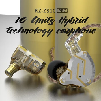 KZ ZS10 Pro Ausinės 4BA+1DD Hibridas Ear Ausinių HIFI Ausines DJ Stebėti Ausinės Ausinių KZ ZS10PRO AS10 ZSX CCA C10 C16
