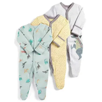 Kūdikiams Footies Rudens Žiemos 3pcs Sleepsuit Dinozaurų Naujagimiui Drabužius Baby Girl Romper Naujagimių Jumpsuit Pižama