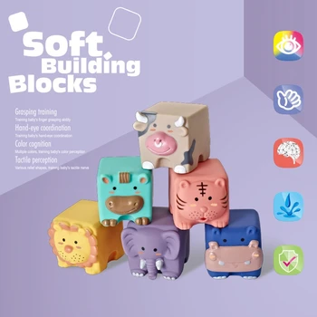 Kūdikio Jutimo Žaislai Statybos Silikono Blokai Suvokti Žaislas 3D Silikono Blokai Minkštas Kamuolys Vaikas Gumos Vonia, vaikų Žaislų