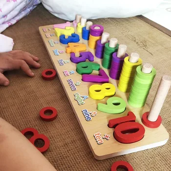 Kūdikių spalvotų medinių blokų žaislai vaikams mokytis skaičius ir raides, žaislai, formos pažinimo ankstyvojo lavinimo žaislai