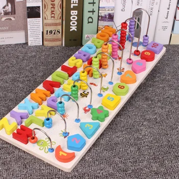 Kūdikių spalvotų medinių blokų žaislai vaikams mokytis skaičius ir raides, žaislai, formos pažinimo ankstyvojo lavinimo žaislai