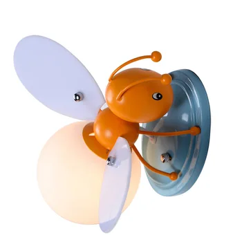 Kūrybingas vaikų kambarys animacinių filmų berniukas, mergaitė, naktiniai dekoratyvinis firefly bičių LED sienos lempos