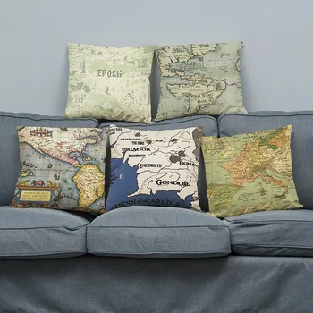 Kūrybinės Europos Derliaus Lino Purus Pagalvės užvalkalą Žemėlapis Modelio Spausdinimo Aikštėje Sofa-lova, Kėdės Pagalvėlė Padengti Apdailos 45x45cm