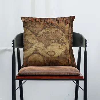 Kūrybinės Europos Derliaus Lino Purus Pagalvės užvalkalą Žemėlapis Modelio Spausdinimo Aikštėje Sofa-lova, Kėdės Pagalvėlė Padengti Apdailos 45x45cm