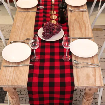 Kūrybinės Europos Kalėdų Dekoracijas Plokštės, Stalo Vėliavėlės, Raudona ir Juoda staltiesė Pagalvėlės