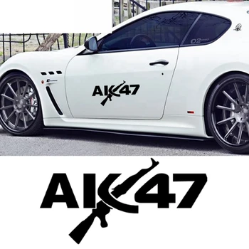 Kūrybiškumo AK 47 Juokinga Automobilio Lipdukas Vinilo Decal Sidabro/juoda Automobilį Auto Lipdukai Automobilio Buferio Langą Automobilio Dekoracijas,38cm*20cm