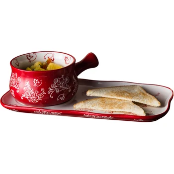 Kūrybos Japoniško stiliaus keramikos dubenėlį ir plokštės, stalo reikmenys nustatyti pusryčiai duonos desertas plokštės namo vienas asmuo, avižiniai dribsniai bowlware