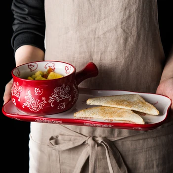 Kūrybos Japoniško stiliaus keramikos dubenėlį ir plokštės, stalo reikmenys nustatyti pusryčiai duonos desertas plokštės namo vienas asmuo, avižiniai dribsniai bowlware