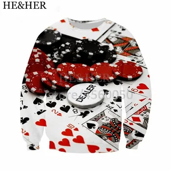 Kūrybos Pokerio Kortos mens hoodies mados puloveriai) su hip-hop Harajuku tracsksuits Streetwear3D spausdinti vyrams/moterims palaidinės