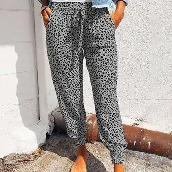 Laamei Harajuku Poilsiu Leopardas Spausdinti Atsitiktinis Kelnės Plačios Kojos Sweatpants Moterų Kelnės Plius Dydis Aukšto Liemens Kelnės Streetwear