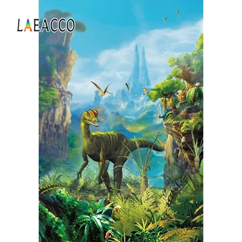 Laeacco Juros Periodo Dinozaurų Pasaulyje Kūdikio Gimtadienio Žalios Džiunglės Plakatas Vaikas Fotografijos Fono Nuotrauką Fonas Foto Studija