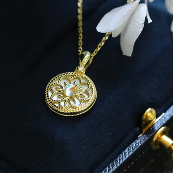 LAMOON 925 Sterlingas Sidabro Karoliai Pakabukas Moterų Derliaus Romantiška Natūralus mėnulio akmuo Dizaineris Fine Jewelry 2019 LMNI083