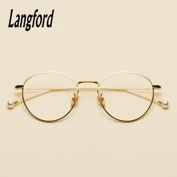 Langford prekės turas vintage akiniai, rėmeliai, optiniai akinių rėmeliai, moterims, didelis aukso akinių akinių rėmelių dizaino pearl kojos