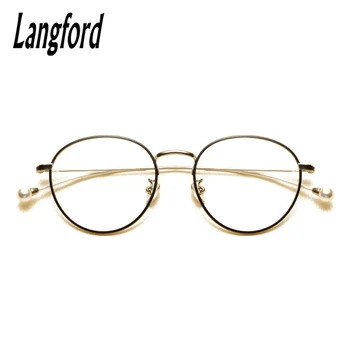 Langford prekės turas vintage akiniai, rėmeliai, optiniai akinių rėmeliai, moterims, didelis aukso akinių akinių rėmelių dizaino pearl kojos
