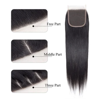 Lanqi Brazilijos plaukų pynimas ryšulių tiesūs plaukai ryšulius su uždarymo žmogaus plaukų ryšulius su uždarymo ne remy plaukų priauginimas