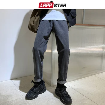 LAPPSTER Vyrų Baggy Black Jeans Kelnės 2020 Kietas korėjos Mados Prarasti Džinsinio audinio Kelnės Moterims Streetwear Hip-Hop Derliaus Poilsiu Kelnės