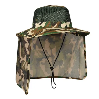Lauko apsauga nuo saulės, skrybėlę karinės žvejybos dangtelis su platų kraštų ir skara ant kaklo apsaugos Kamufliažas skrybėlę Kempingas skrybėlę greitai-sausas