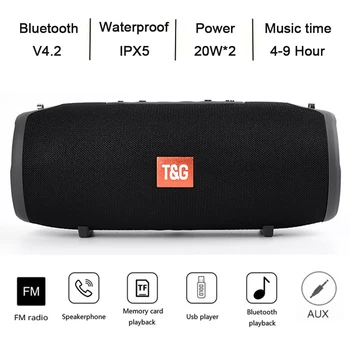 Lauko Portable Bluetooth Speaker 40W Didelės Galios Belaidės Kolonėlės žemų dažnių Muzikos Centras BoomBox 3D Stereo Baterija 3600mAh FM/TF