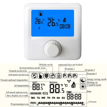 LCD Ekranas Sienos pakabintas Dujų Katilas Termostatas Savaitinis Programuojamas Kambario Šildymo Skaitmeninis Temperatūros Reguliatorius Termostatas