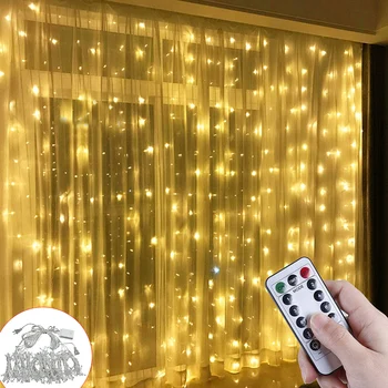 LEADLY 3x3m LED Užuolaidų String Šviesos Juostelės Kalėdų Lauko Namo, LED Užuolaidų Šviesos Vestuves Užuolaidų Sodo Kambario Dekoro