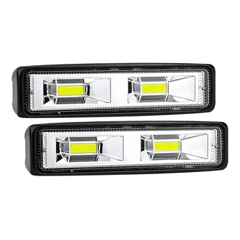 LED Juosta Offroad 2X 48W (12V COB 16LED Darbo Lemputė Vietoje Pluošto Juosta Automobilių SUV visureigių Vairavimo Priešrūkinis Žibintas 6500K Automobilių Reikmenys