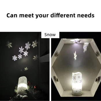 LED Kalėdų Projekcijos, Šviesos, Sniego, Naktį Šviesos Snaigės Lempa USB Žvakė, Lempa, Namų Linksmų Kalėdų Ornamentu