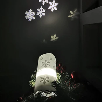LED Kalėdų Projekcijos, Šviesos, Sniego, Naktį Šviesos Snaigės Lempa USB Žvakė, Lempa, Namų Linksmų Kalėdų Ornamentu