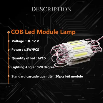 LED Modulis String COB 2W Vandeniui DC12V, Lauko Reklama, Šviesos Ženklų Švieslentę 