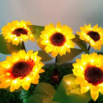 Led Saulės Žibintai Saulėgrąžų Formos Saulės Šviesos Lauko Gėlių Kelias Dekoratyvinės Šviesos Geltona Vejos Lempa Sodas