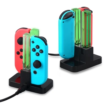 LED USB Krovimo Doko Stotis Įkroviklio Stovas Nintendo Jungiklis 4 Džiaugsmo-Cons Valdytojas