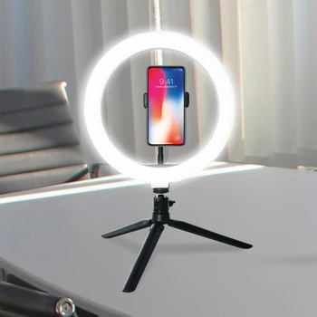 LED Žiedo Šviesos Studija Foto Vaizdo Pritemdomi Lempos Trikojis Stovas Selfie Telefono Kamera