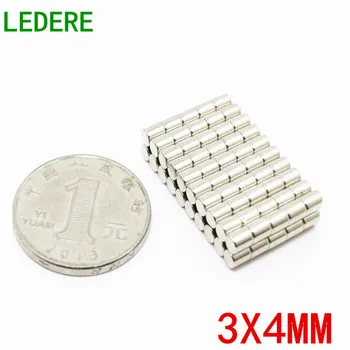 LEDERE 100/500/ 1000pcs 3x 4 mm magnetas 3mmx4mm didelio stiprumo retųjų žemių nuolatinio magneto 3*4 Super stiprus neymium magnetai, 3mm, 4mm