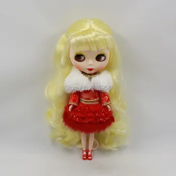 LEDINIS DBS Blyth lėlės laimingų naujųjų metų kostiumą, raudonos spalvos drabužius sveikinimai suknelė kalėdų kostiumas