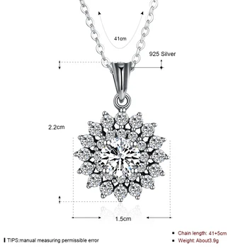 LEKANI 925 Sterlingas Sidabro Karoliai Pakabukas Moterų Kūrybos Sun Flower Kubinių Zirconia Karoliai Vestuvių Fine Jewelry Naujas