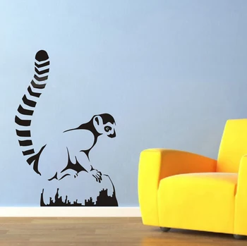 Lemur Catta Vinilo Sienos Lipdukas Gyvūnų Decal Nuimamas Plakato Foną Dailės Freskos Namą, Namų Dekoro Adesivo Parede Vinilo Pegatina