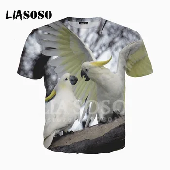LIASOSO T-shirt 3D Spausdinimo Unisex Juokingas Paukštis Žalia Papūga O-Kaklo Hispter Atsitiktinis Marškinėlius Harajuku Hip-Hop Viršūnes Dropshipping A731
