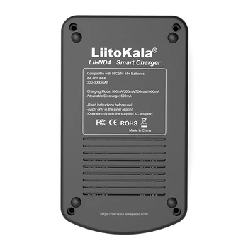 LiitoKala Lii-ND4 NiMH/Cd įkroviklis aa aaa įkroviklis LCD Ekranas ir Bandymo baterijos talpa 1,2 V aa, aaa ir 9V baterijos.