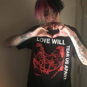 Lil Peep Reperis atsitiktinis vasarą naujas mados įdomus Harajuku spausdinti tees didelis dydis trumpomis rankovėmis hip-hop moterų prarasti viršūnes raidė T-shirt