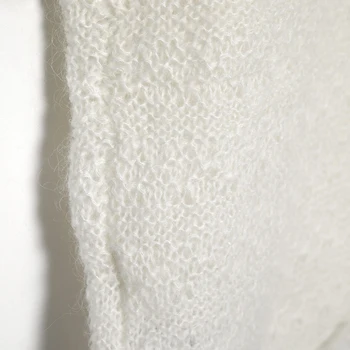 Lilou Megzti Megztinis Moterims trumpomis Rankovėmis V-kaklo Ruffles Prašmatnus Elegantiškas Marškinėliai Topai 2020 Metų Vasaros, Rudens Derliaus Džemperis Cardigan