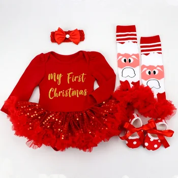 Linksmų Kalėdų New Baby Girl Dress 2020 Kūdikiams, Vaikiška Raudona Drabužius Mielas Šiaurės Elnių Spausdinti Vestidos Naujagimių Romper Suknelė