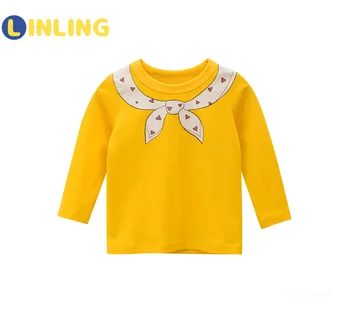 LINLING Vaikams, Cartoon Šilko Skara Palaidinukė Palaidinukė Rudenį Vaikai Palaidinės Viršūnes Long Sleeve T-shirt Mergaičių Drabužius V667