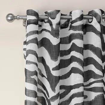 Lino imitacija spausdinti apdailos užuolaidos miegamajame Ant Gatavų užuolaidų Juoda ir balta zebras stripes užuolaidų užsakymą