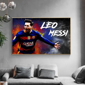 Lionelis Messi Futbolo Superžvaigždė Plakatų ir grafikos Meno Tapybos ant Sienų Dekoras Drobė ir Vyrų Sporto Nuotraukos Kambarį Dekoro