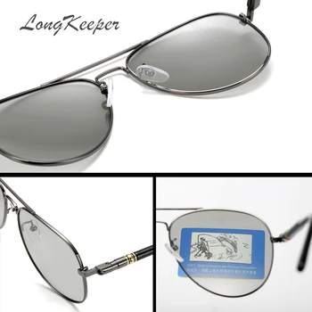 LongKeeper 2019 Photochromic Akiniai nuo saulės Vyrams Poliarizuoti Akiniai Vyrų Vairavimo Pilotas Saulės akiniai vyrams UV400 AMZ209BS